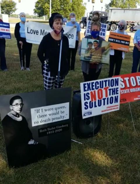 Lisa Brown, the mother of Christopher Vialva, speaks during a Sept. 24 news conference near the Federal Correctional Complex in Terre Haute, Indiana. Her son was executed less than eight hours later that day. (CNS) Lisa Brown, the mother of Christopher Vialva, speaks during a Sept. 24 news conference near the Federal Correctional Complex in Terre Haute, Indiana. Her son was executed less than eight hours later that day. (CNS)